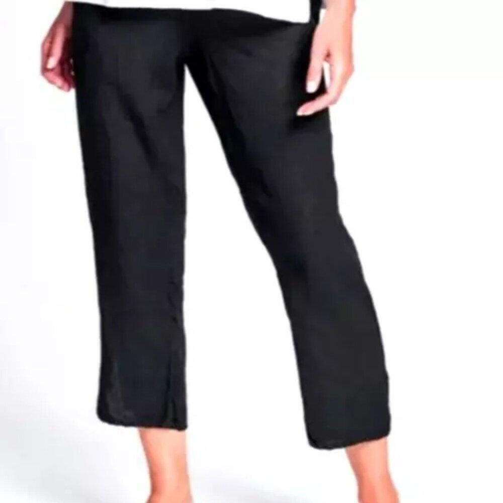 J Jill Pants Women's Size 12 back Linen Stretch Cropped Trousers #218711 Classic